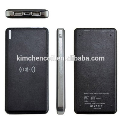 QI wireless 10000 mah power bank external battery charger for cellphone